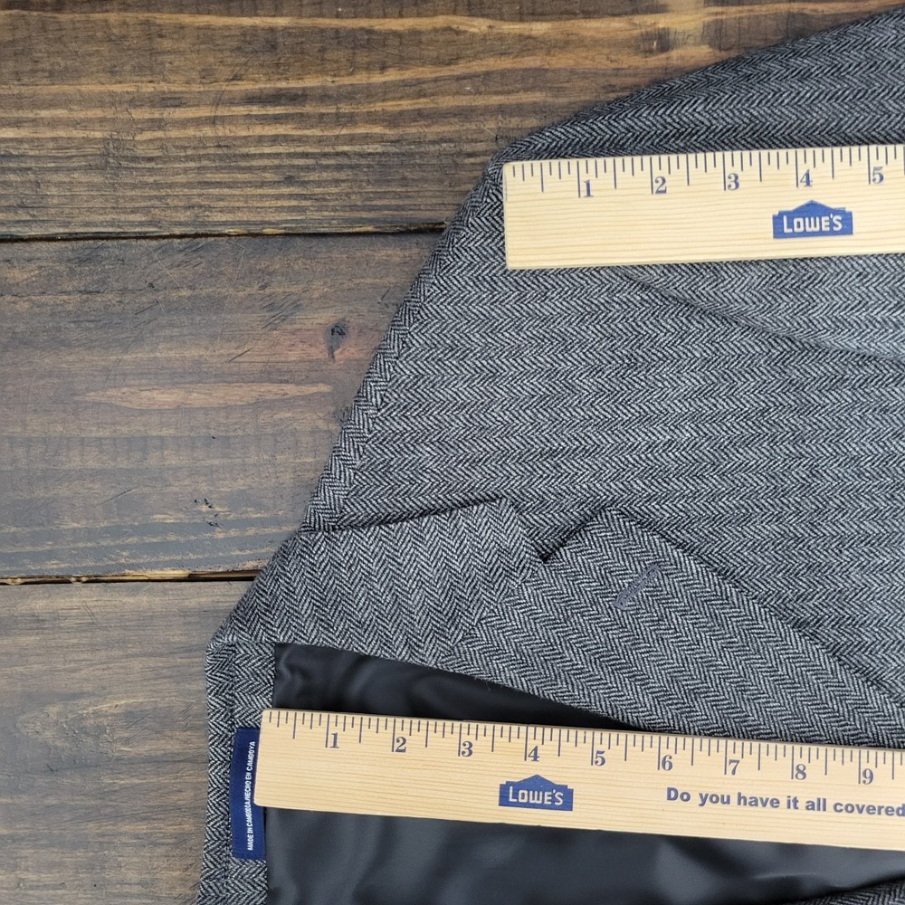 Stafford Essentials Mens Sport Coat Blazer Three Button GRY Herringbone Wool 42S - Picture 4 of 16
